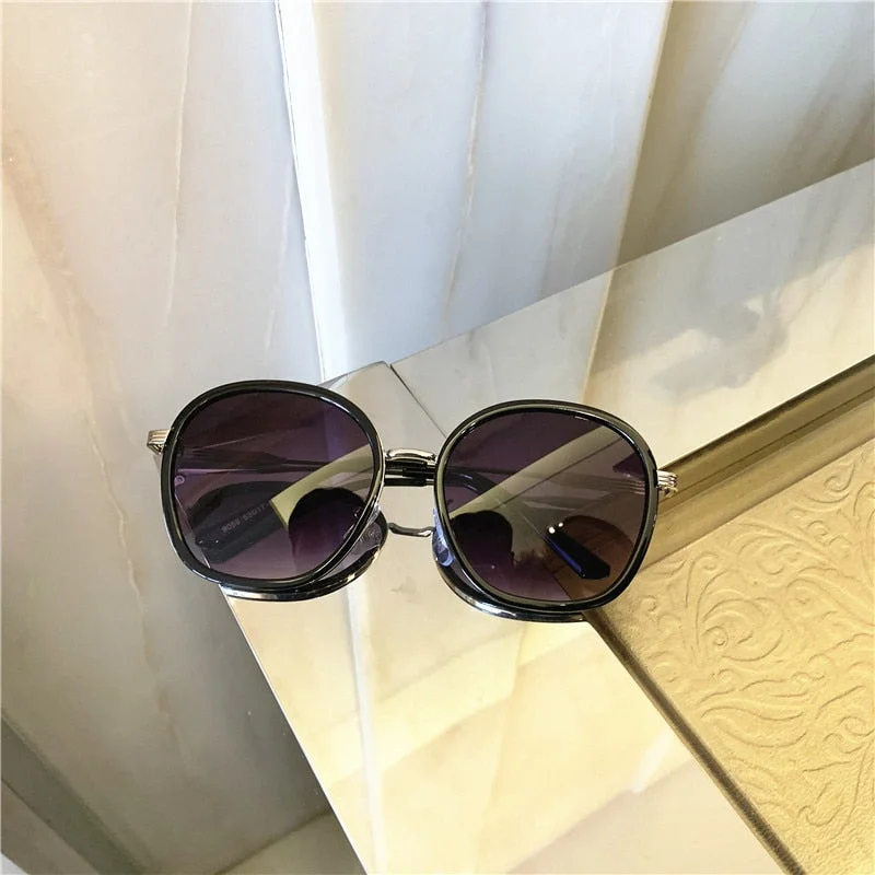 Vintage Luxury Oversize Sunglasses Metal Frame Grandient Shades Sun Glasses 2020 Summer