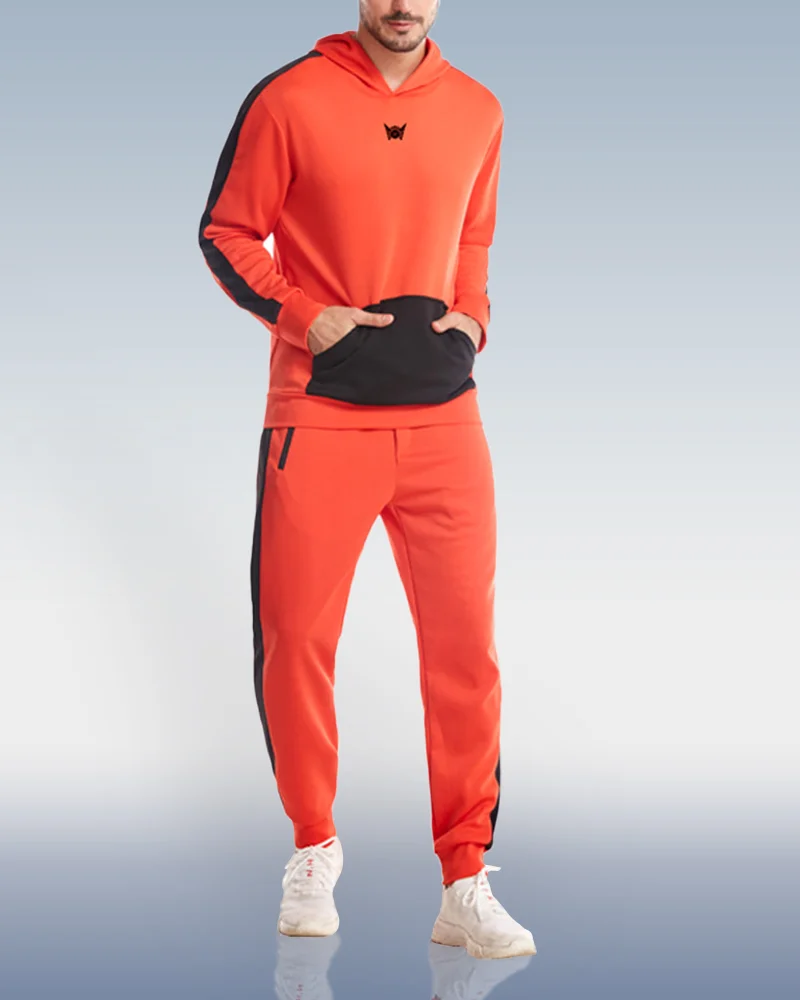 Men's red sweater trousers two-piece set 001