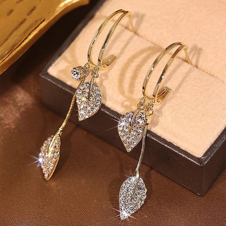 LAST DAY 70% OFF - Diamond Leaf Tassel Earrings (Buy 2 Free Shipping)