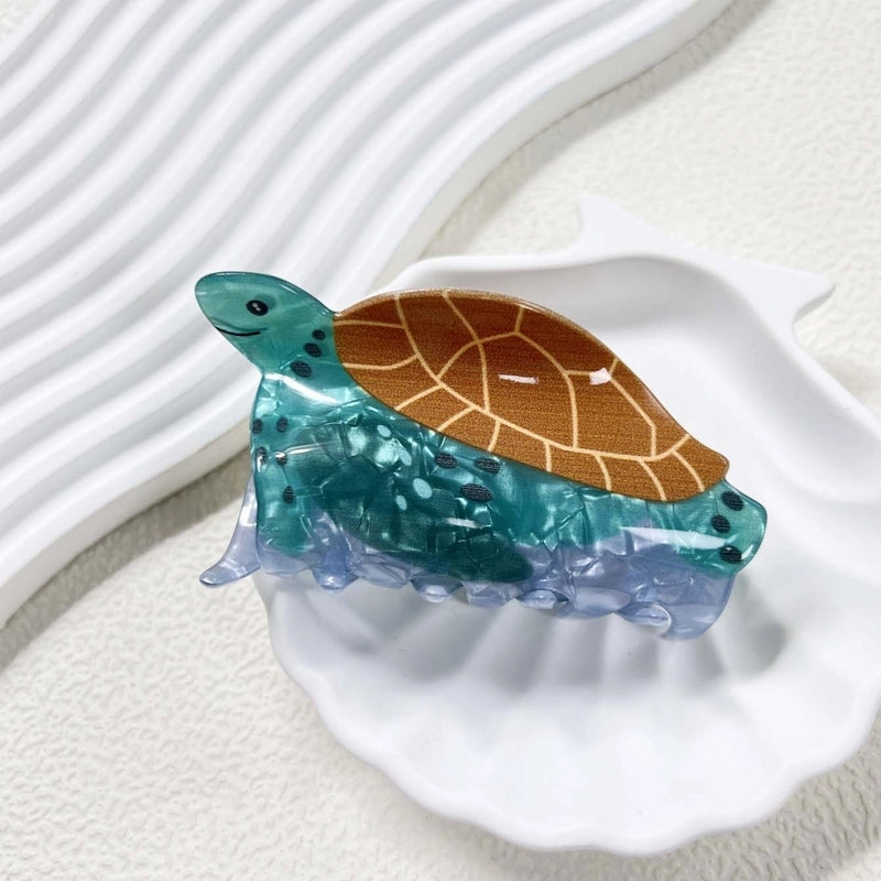 Women’s Cute Artistic Tortoise Sea Wave Acetic Acid Sheets Hair Claws