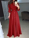 Simple Lace-Up Long Sleeves Maxi Dresses