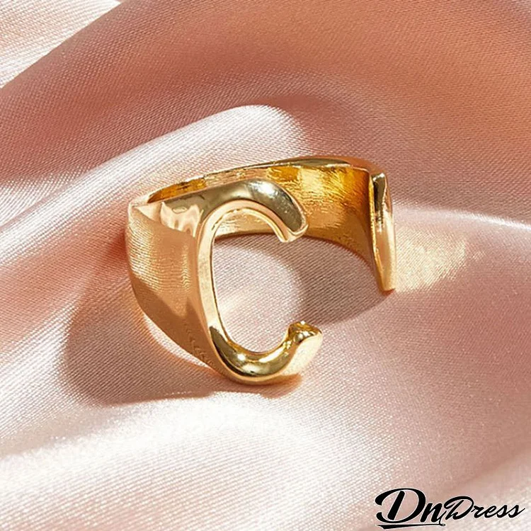 Women Fashion Simple 26 Alphabet Opening Ring