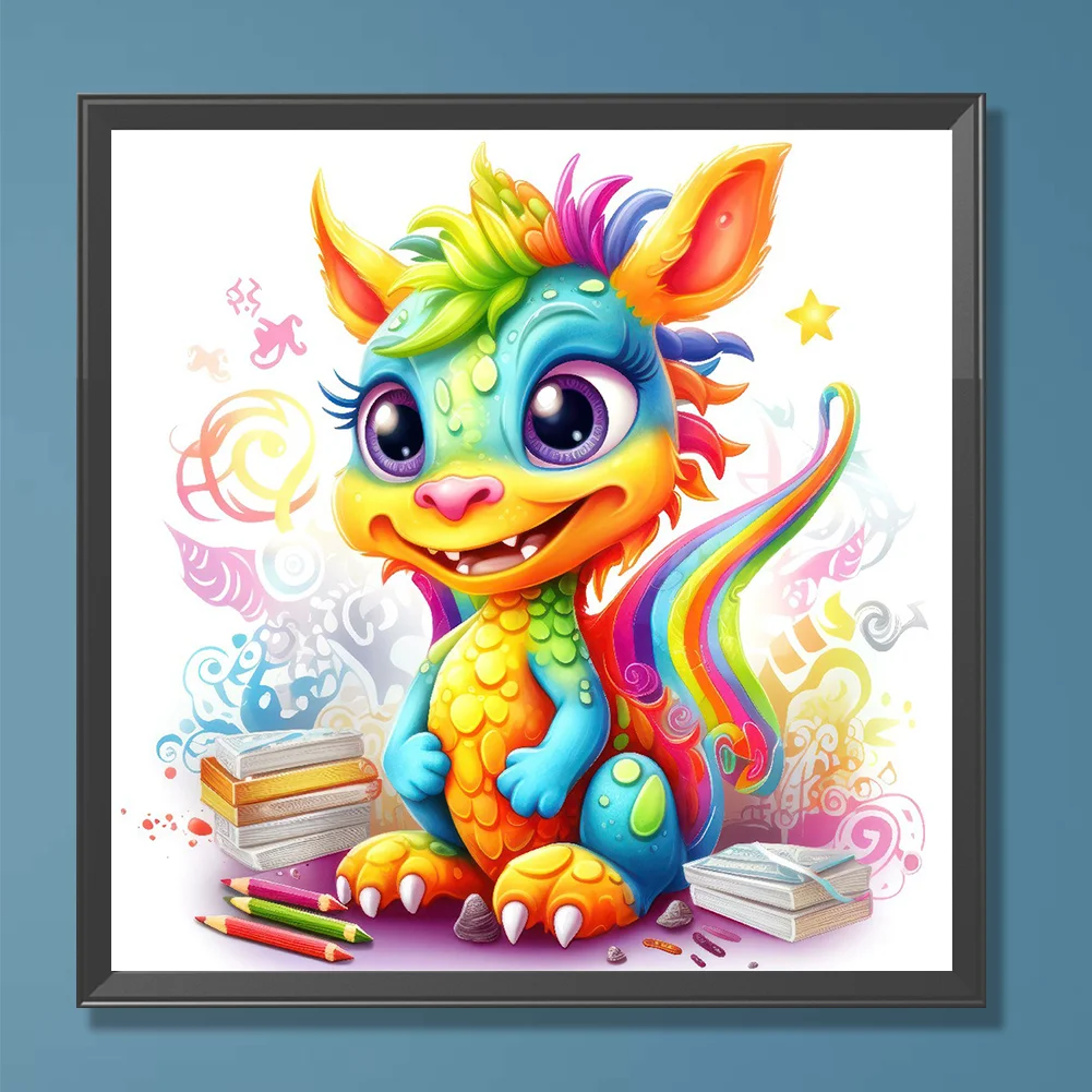 Full Round Diamond Painting 30*30cm - Colorful Little Dinosaur