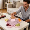 Divided Spinning Snack Serving Tray 5-Compartment Rotating Round Snackle Box Container with Lid for Chips and Dip Nut Candy Fruit Party Picnic