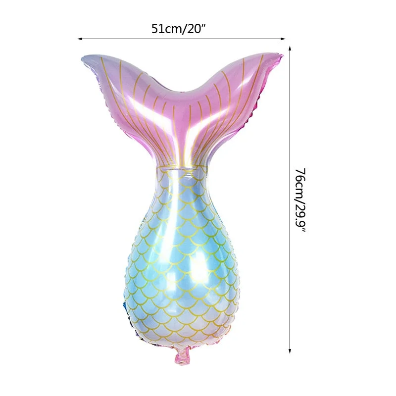 Little Mermaid Party Balloons 32inch Number Foil Balloon Kids Birthday Party Decoration Supplies Baby Shower Decor Helium Globos