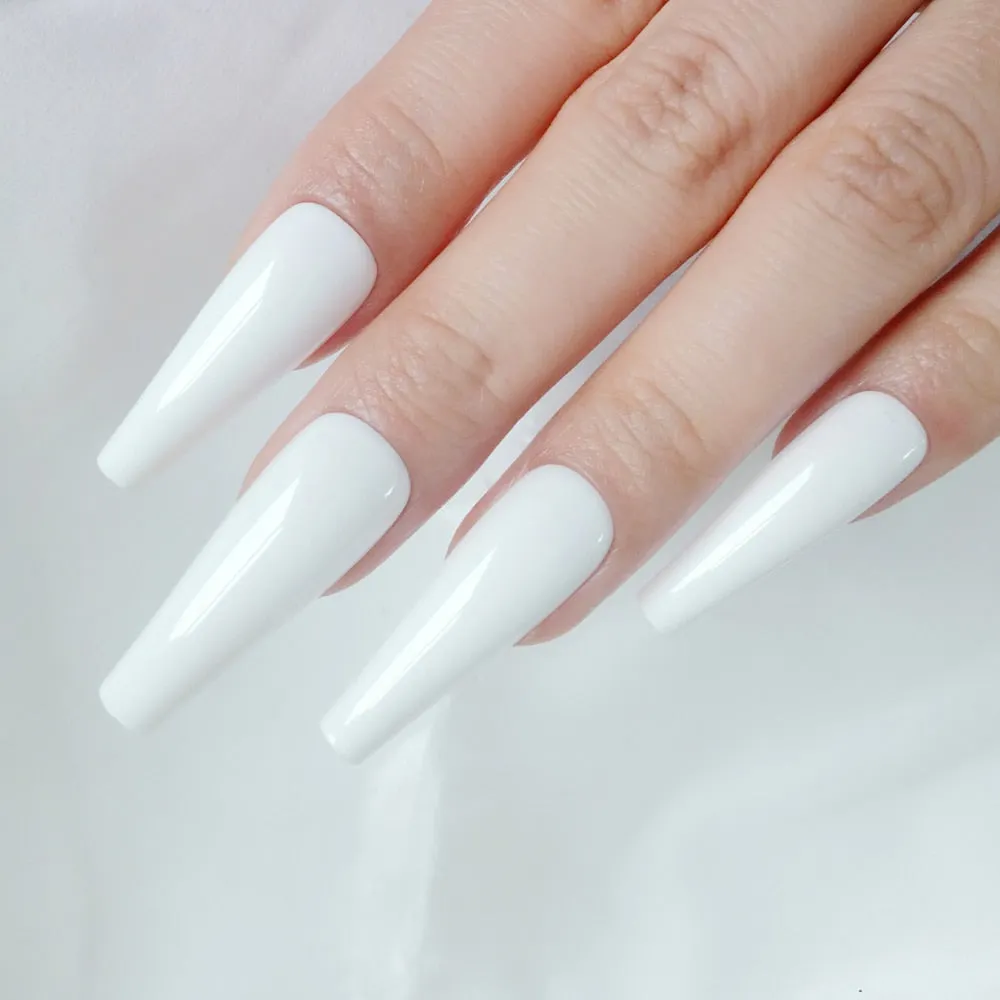 24Pcs Glossy Ballerina Artificial Stiletto False Nails Tip UV Fake Nail For Design Natural Light Pink Full Cover Manicure Tool-Nail Inspo