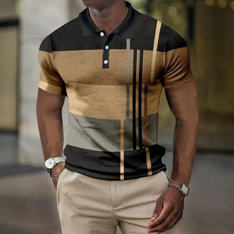 Men's Striped Business Casual Polo Shirt