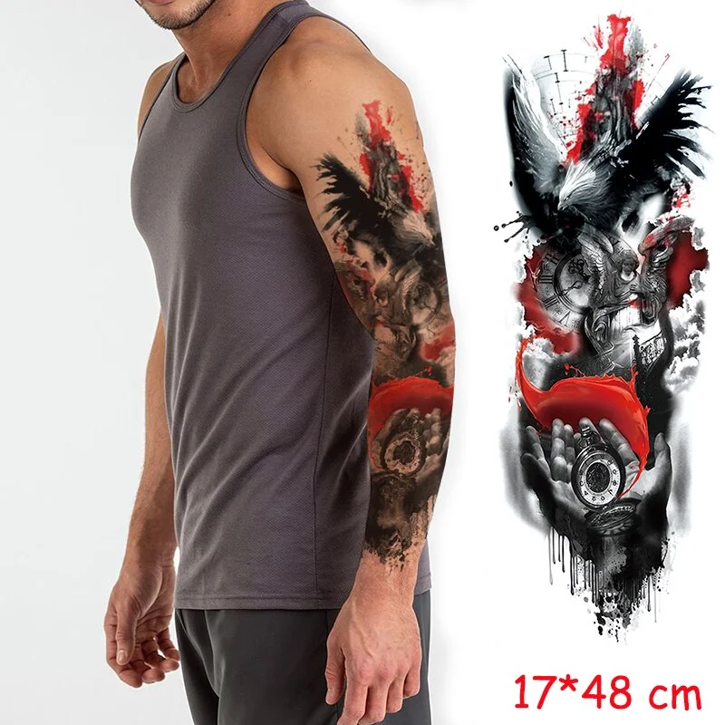 waterproof temporary tattoo sticker full arm lion king angel warrior lightning tree flower fake tatto flash tatoo to man woman