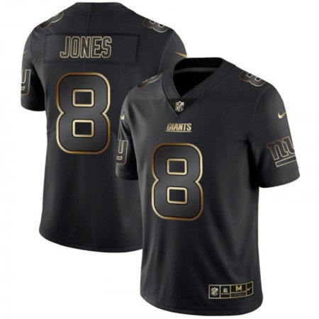 Men's New York Giants  #8 Daniel Jones 2019 Black Gold Edition Stitched NFL Jersey