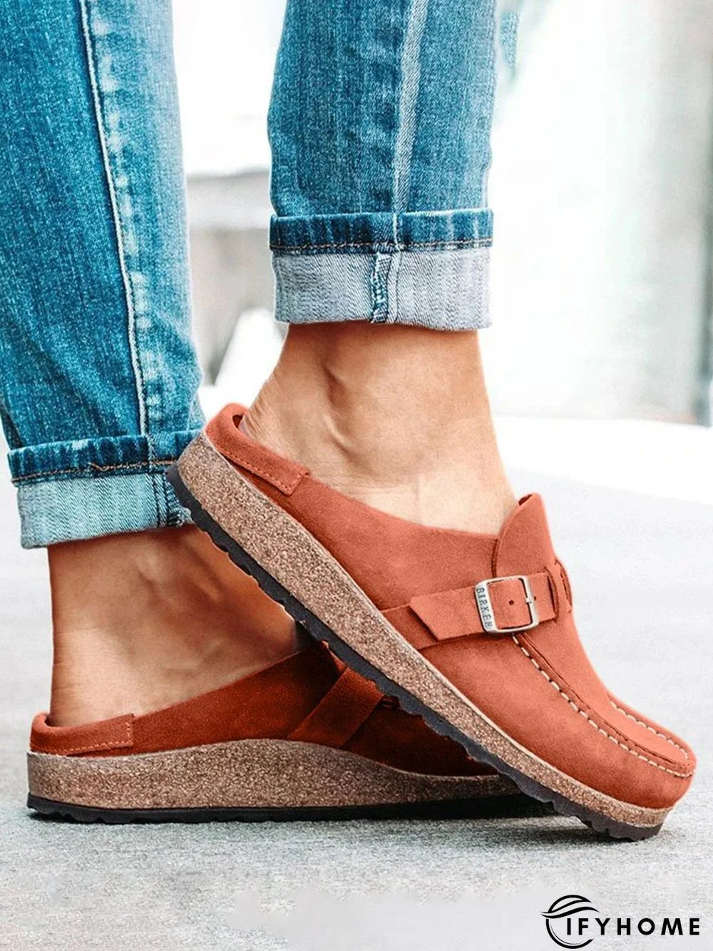 Women Soft Sole Casual Comfy Leather Slip On Sandals | IFYHOME