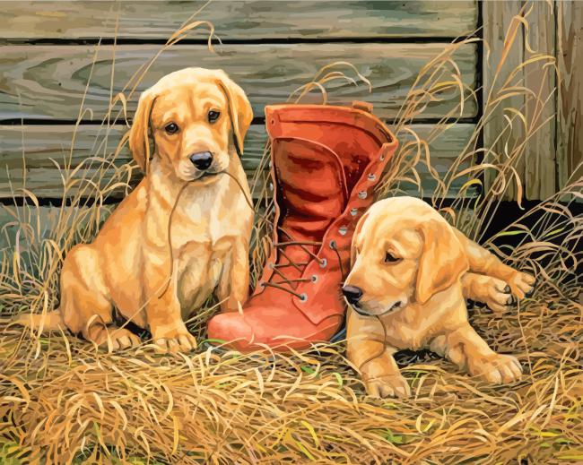 

Dogs wiht a shoe – Paint By Numbers - 40*50CM, 501 Original