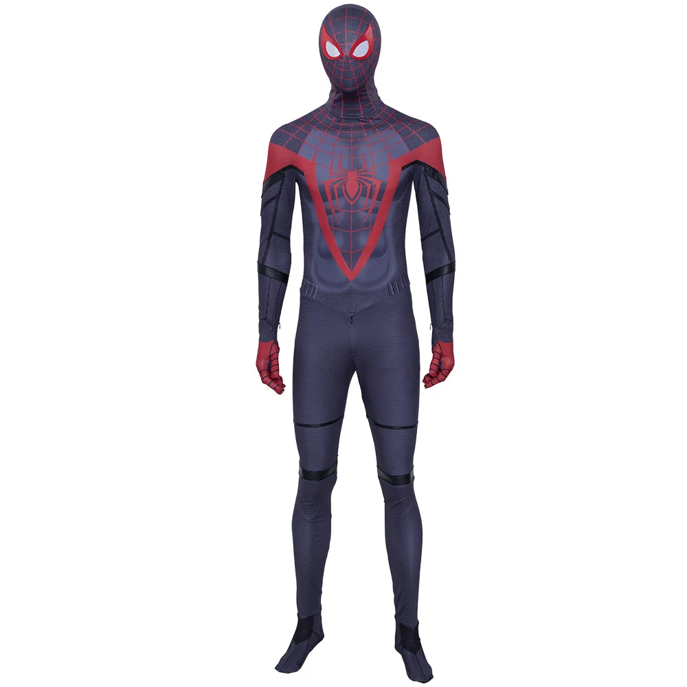 Spider-man Miles Morales Jumpsuit Spiderman Cosplay Costume Adult Halloween  Prop