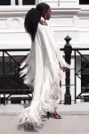 Fringed Cold Shoulder Cape Loose Maxi Dresses [Pre Order]