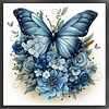 Butterfly With Blue Flowers - 11CT Stamped Cross Stitch - 45*45cm