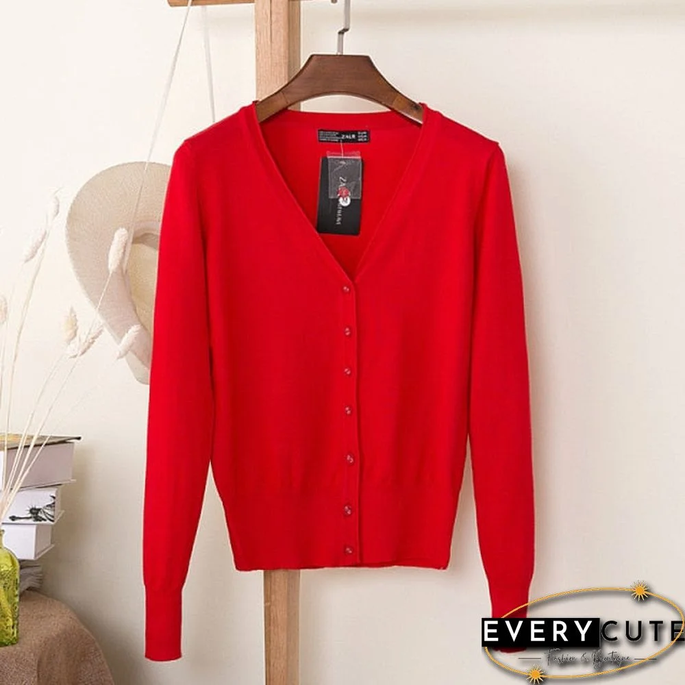 Casual Women Knitted Cardigan Sweater Autumn Winter Women Solid Color V-Neck Long Sleeve Plus Size Crochet Knit Sweater Coat