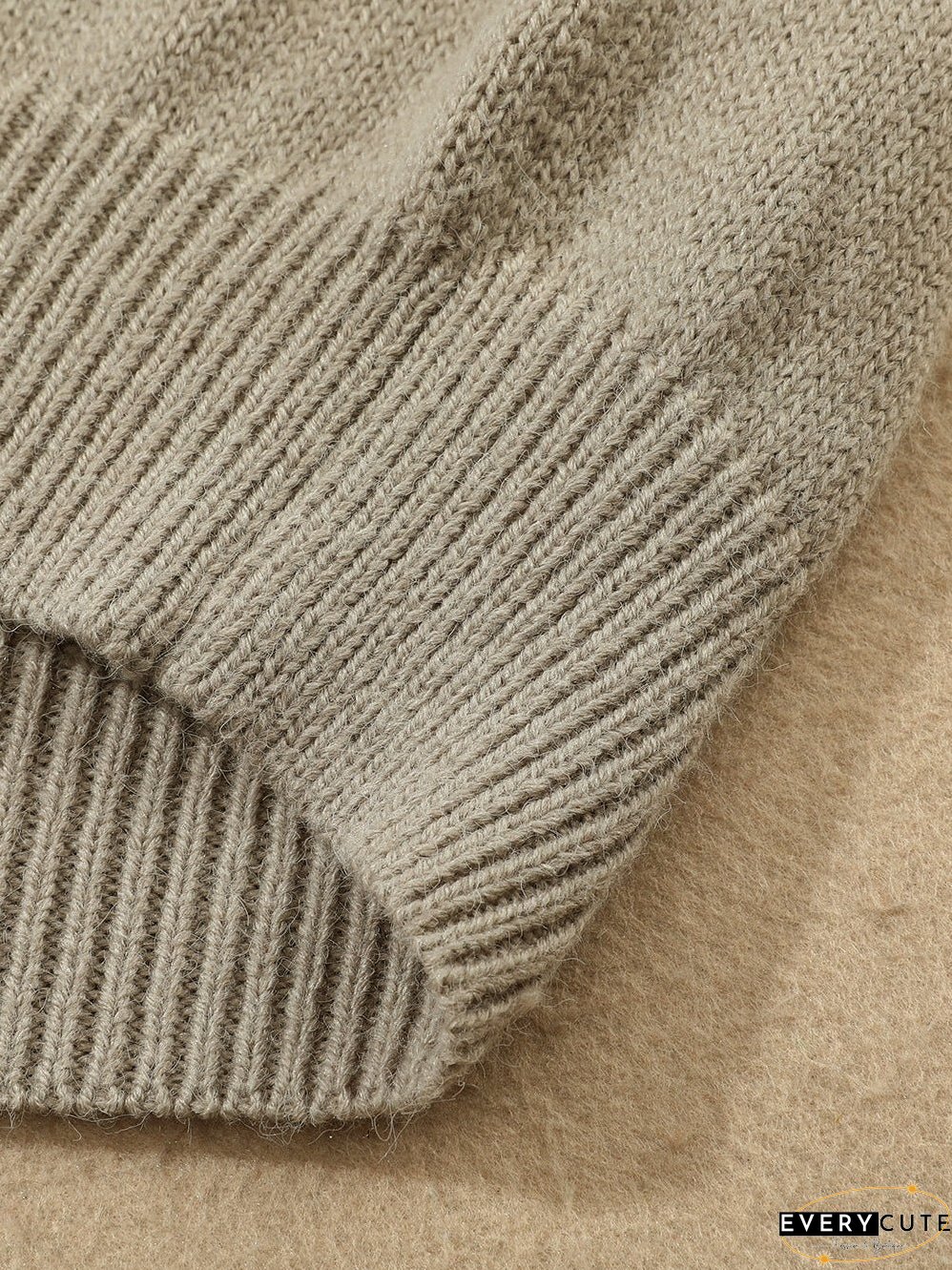 Cozy Gray Geometric Knit Round Neck Sweater
