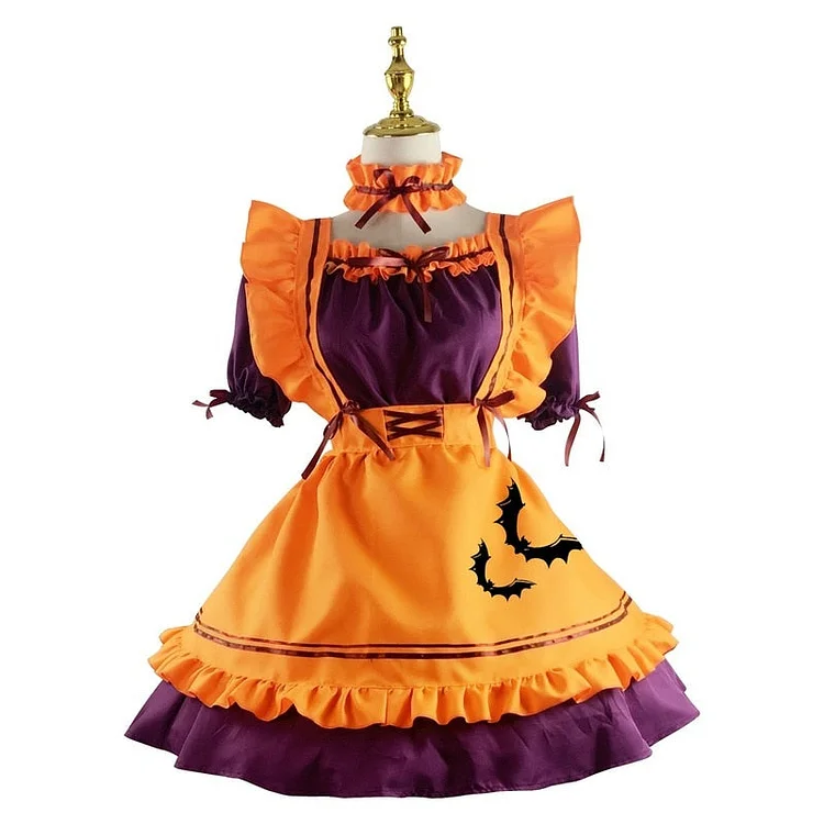 Halloween Pumpkin Cosplay Maid Dress - Gotamochi Kawaii Shop, Kawaii Clothes