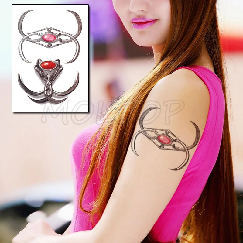 Waterproof Temporary Tattoo Sticker Totem Line Black Classical Tatoo Body Art Arm Leg Fake Tattoos Women/Men Girl 14.8*21 Cm