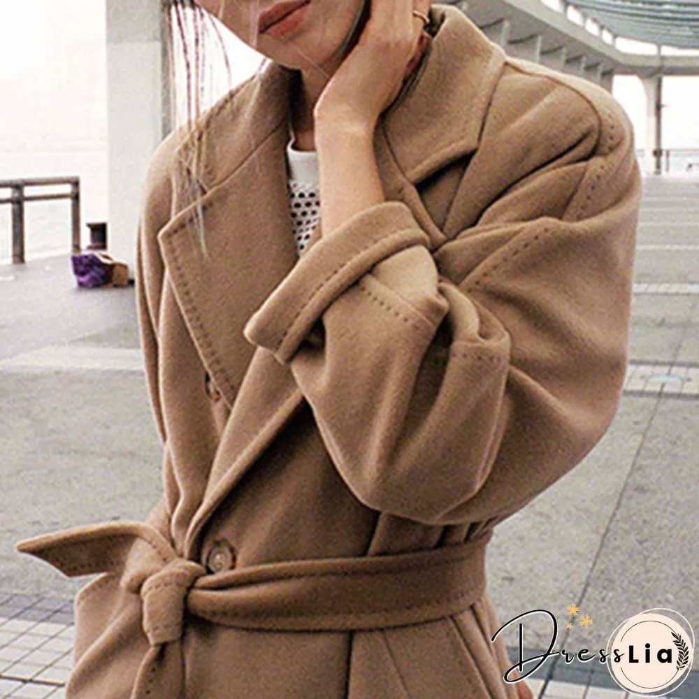 Double-breasted Double-sided Cashmere Coat Women's Long Wool Casual Coat