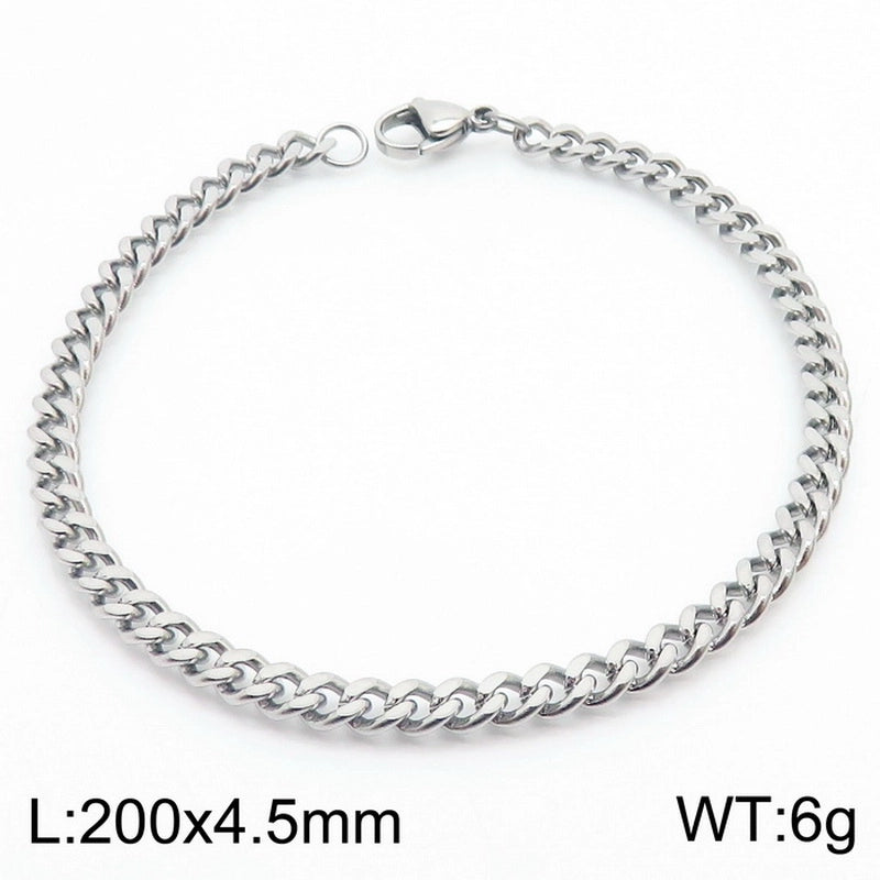 Stainless Steel Personality Fashion Trend Simple Two-Side Grinding Cuban Link Chain Bracelet Accessories