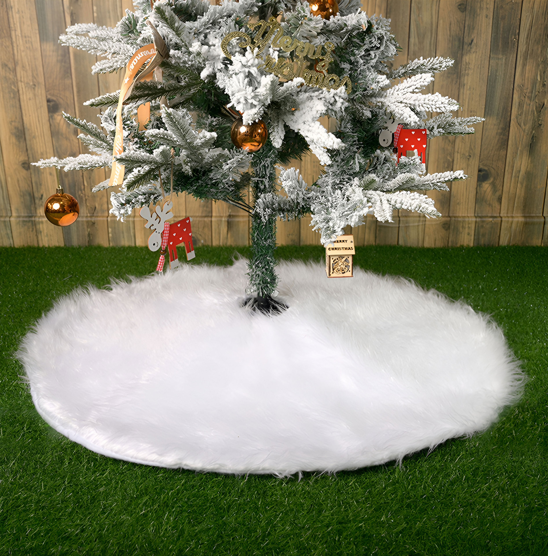 Borderless Fluffy Christmas Tree Mat Skirt Pure White Multicolor Decorations