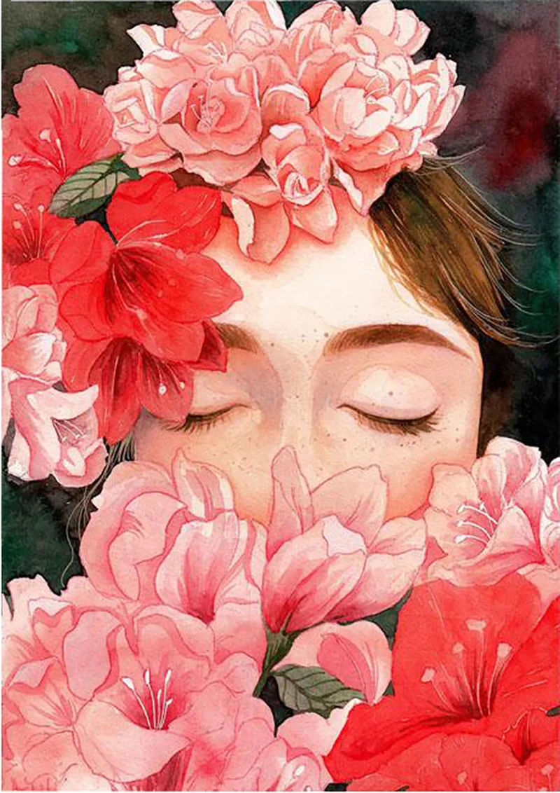 Diamond Painting - Full Round/Square Drill - Girl(30*40 - 50*60cm)