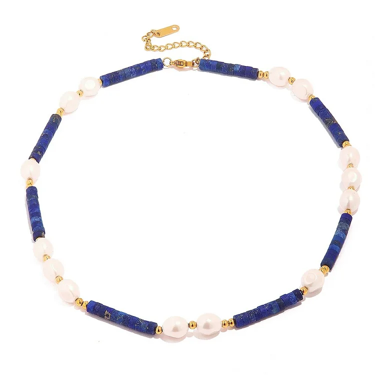 Youthway Luxurious Vintage Lapis Lazuli Glass Pearl Necklace Aesthetic Luxury Chain Jewelry Women Gift Waterproof