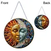 (Upgrade Size)DIY Double Sided Effect Diamond Painting Hanging Pendant Kit (Sun Moon)