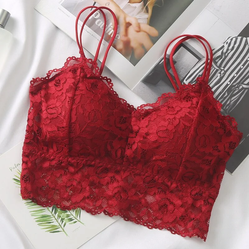 Women Lace Bra Set Sexy Lingerie French Bralette Lace Panties Cropped Bra Panty Set Female Intimates Seamless Underwear Set