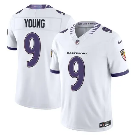 Men's Baltimore Ravens #9 Zion Young White 2026 NFL Draft Vapor F.U.S.E. Limited Jersey