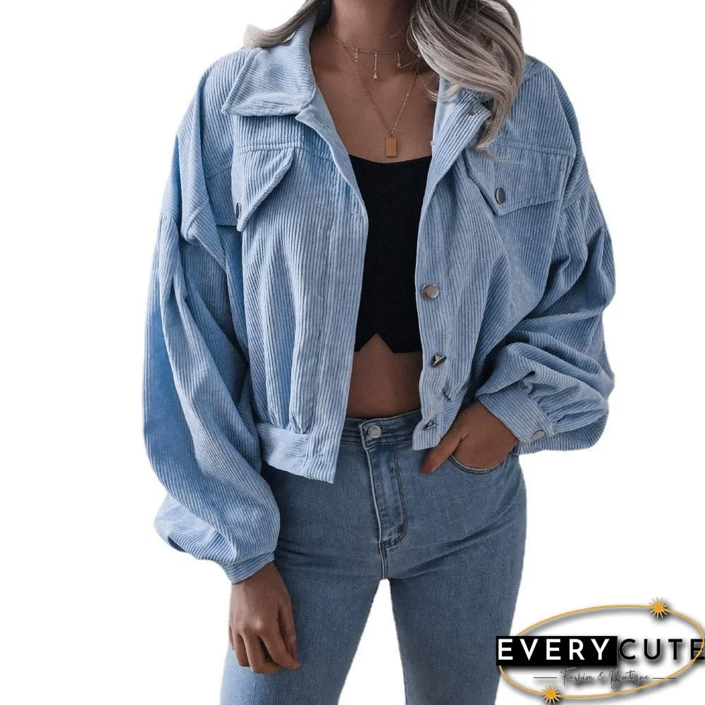 Lantern Long Sleeve Corduroy Casual Jacket Jacket Single-breasted Women's Jacket In Autumn and Winter