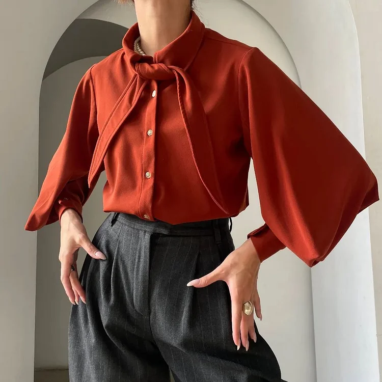 Vintage Classic Elegant Carrot Long Sleeve Shirt