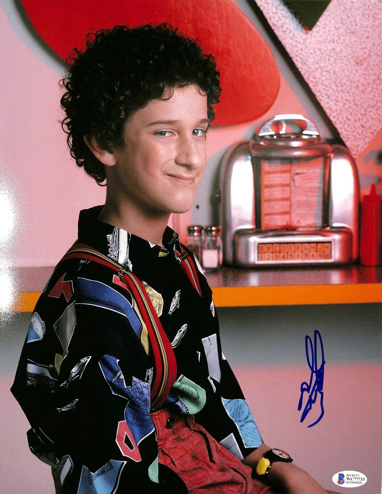 DUSTIN DIAMOND Signed SAVED BY THE BELL Screech 11x14 Photo Poster painting Beckett BAS Witness