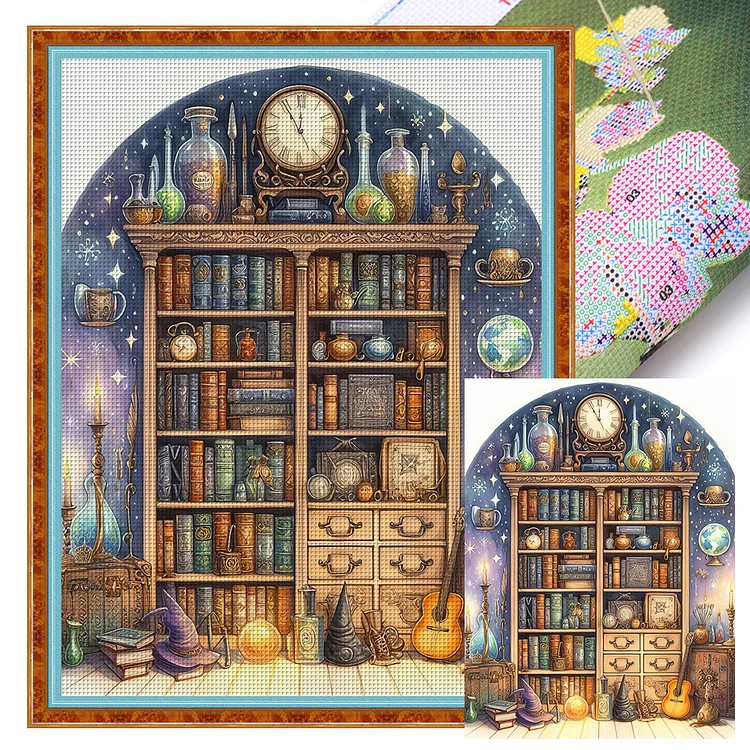 Bookshelf (50*65cm) 11CT Stamped Cross Stitch gbfke