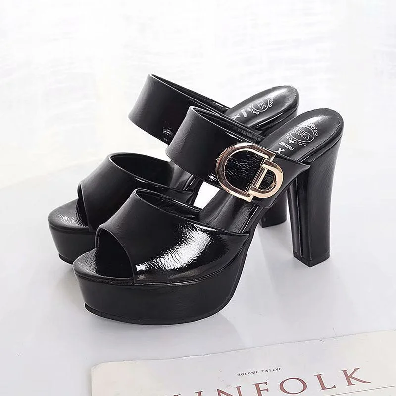 2020 Summer Women Shoes Sexy Ladies High Heels Woman Square Heels Sandals Summer Ladies Shoes Women Sandals Thick Heel 11cm