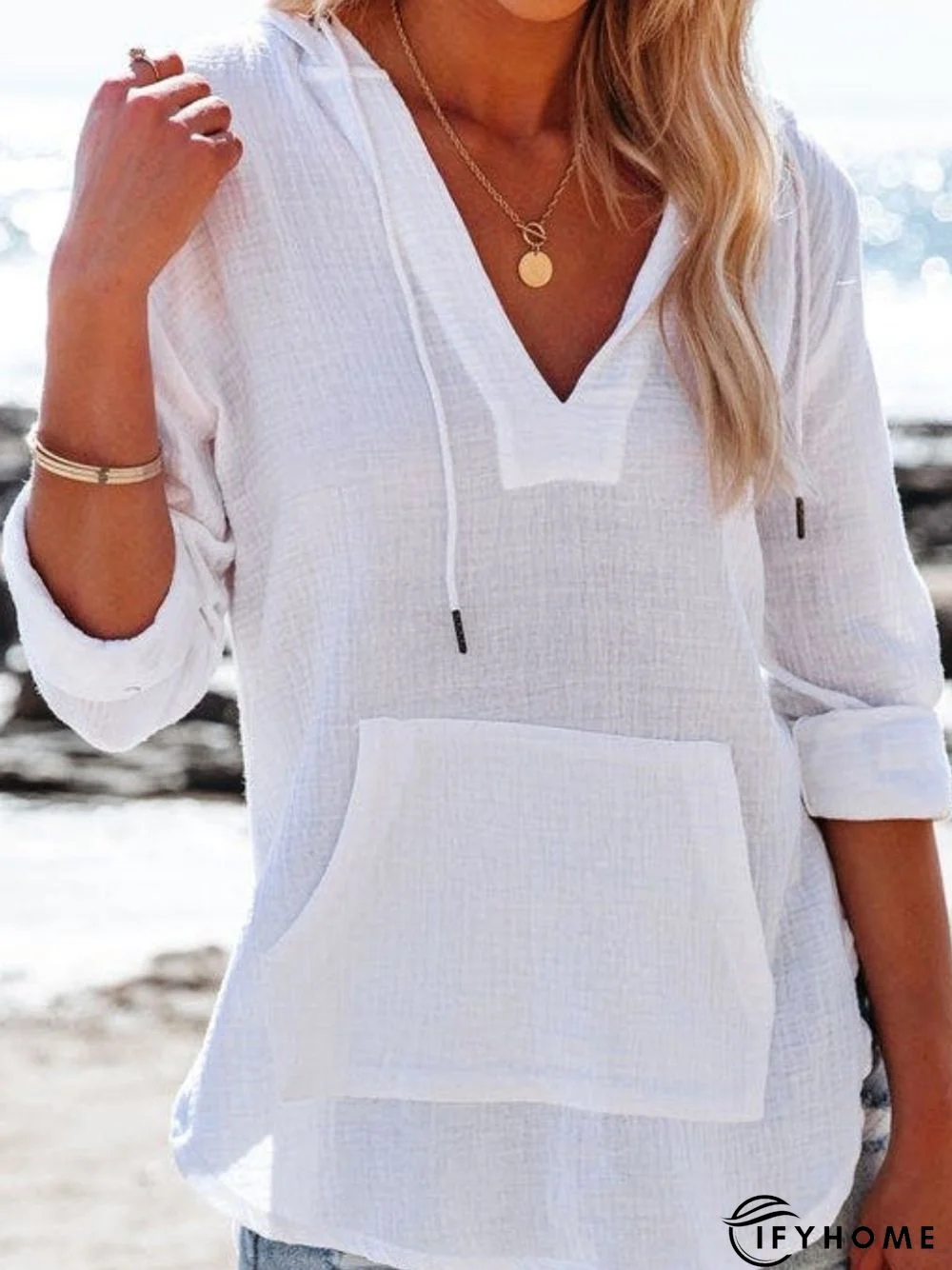 Casual Long Sleeve Hooded Top | IFYHOME