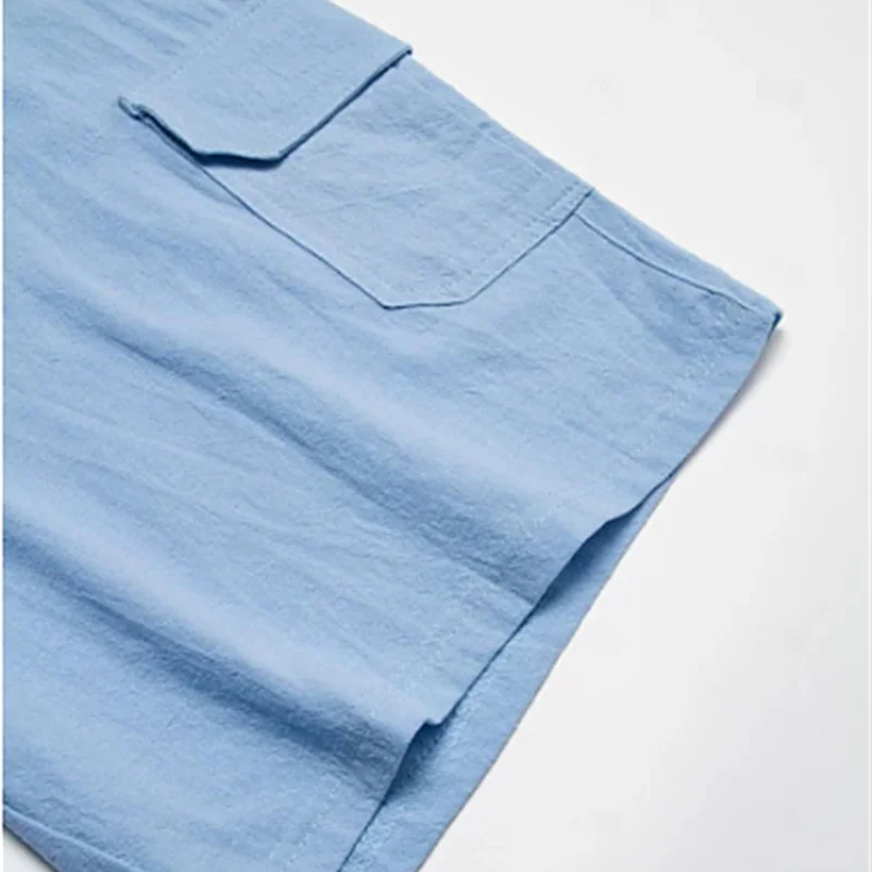  Men's Casual White Cargo Shorts with Adjustable Drawstring for Summer Beachwear