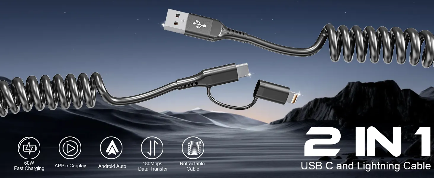 usb c and lightning cable 2 in 1
