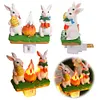 Resin Bunny Campfire Flickering Night Light Plug Into Wall Easter Decoration(US)