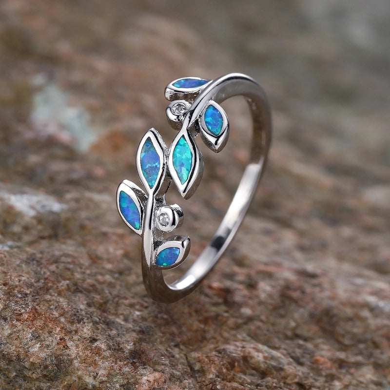 IG Style Elegant Leaf Copper Opal Rings