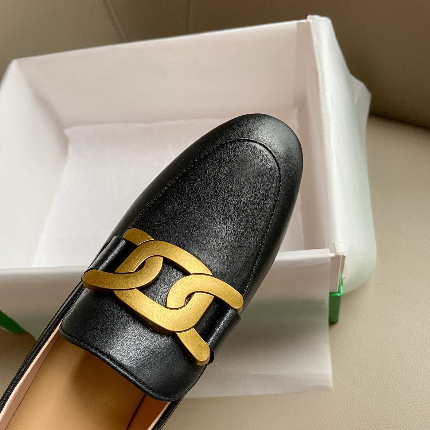 Women's Loafers Low Heel Flats Lady Work Lock Decoration Mules Shoes-vocosishoes