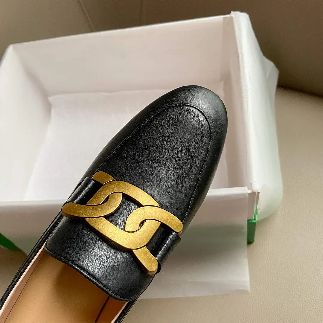 Women's Loafers Low Heel Flats Lady Work Lock Decoration Mules Shoes-vocosishoes
