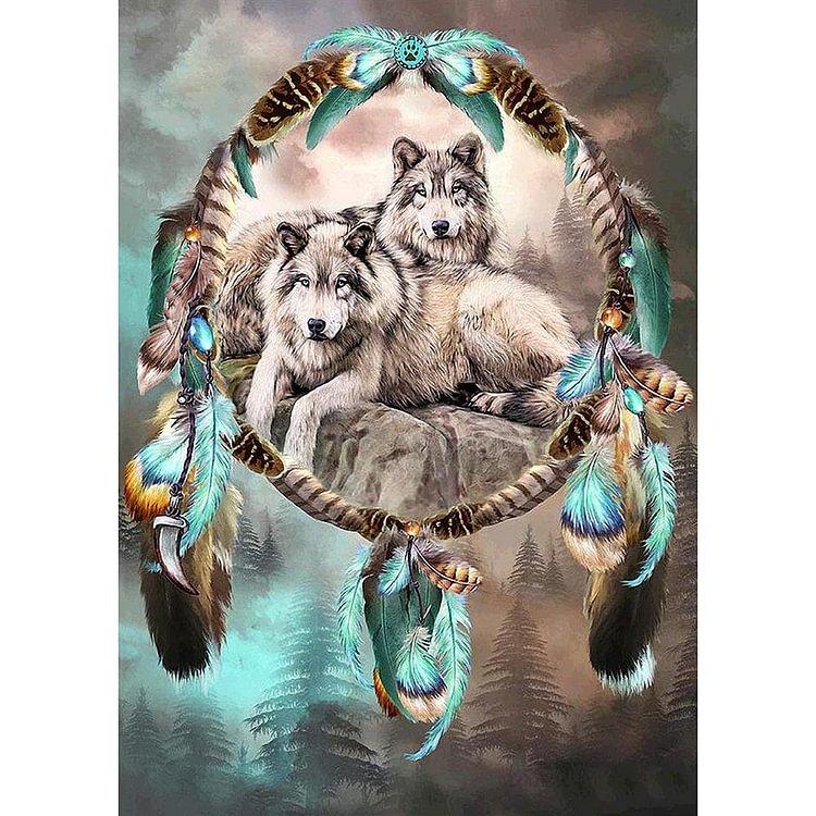 Peinture de diamant - ronde complète - loup