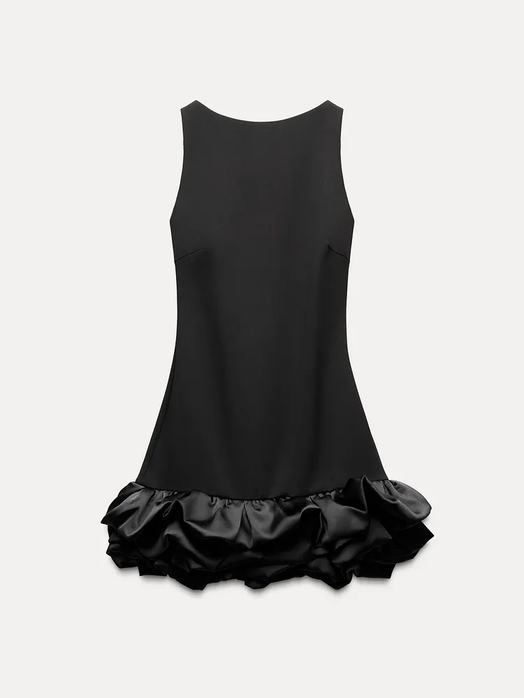 Combination Puff Hem Jumpsuit Dress
