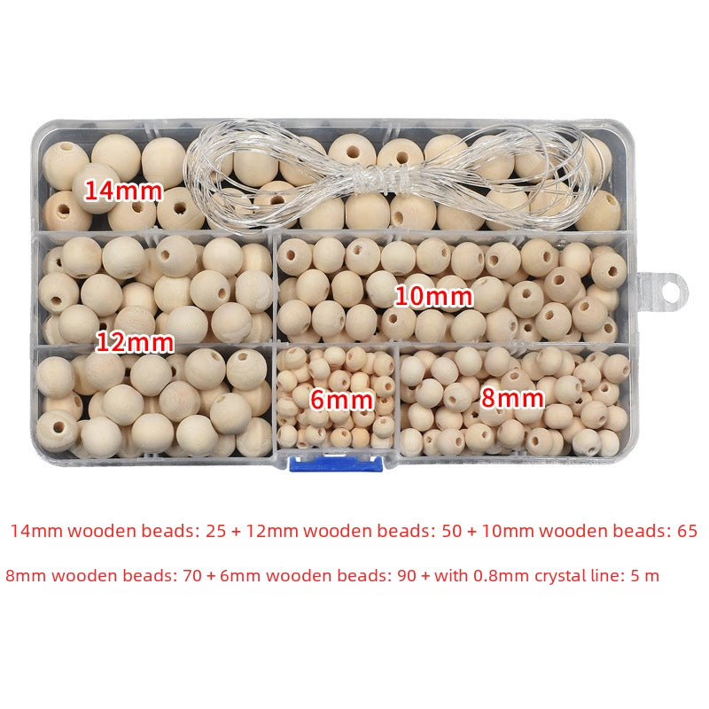 6-14mm Creative DIY Lotus Wood Beads With Storage Box Partition Beaded Loose Beads Buddha Beads With Elastic Line Suit