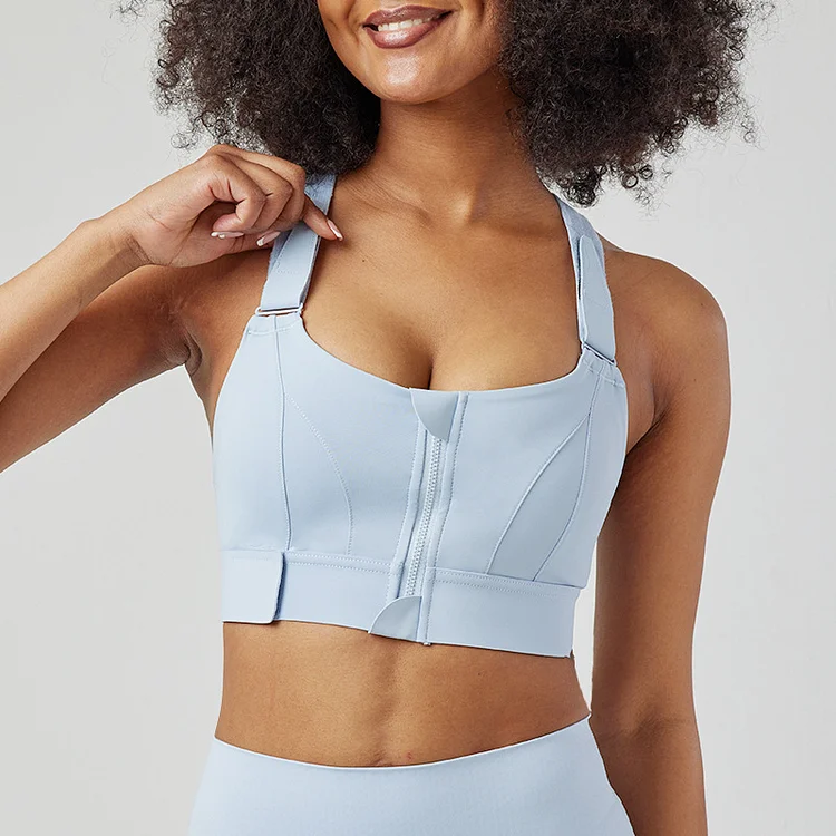 Women's High Impact Sports Bra Plus Size Zip-Front Shock Absorber