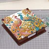 Wooden DIY Red Blue Peacock Diamond Painting Kit Note Box with 160 Papers Gifts