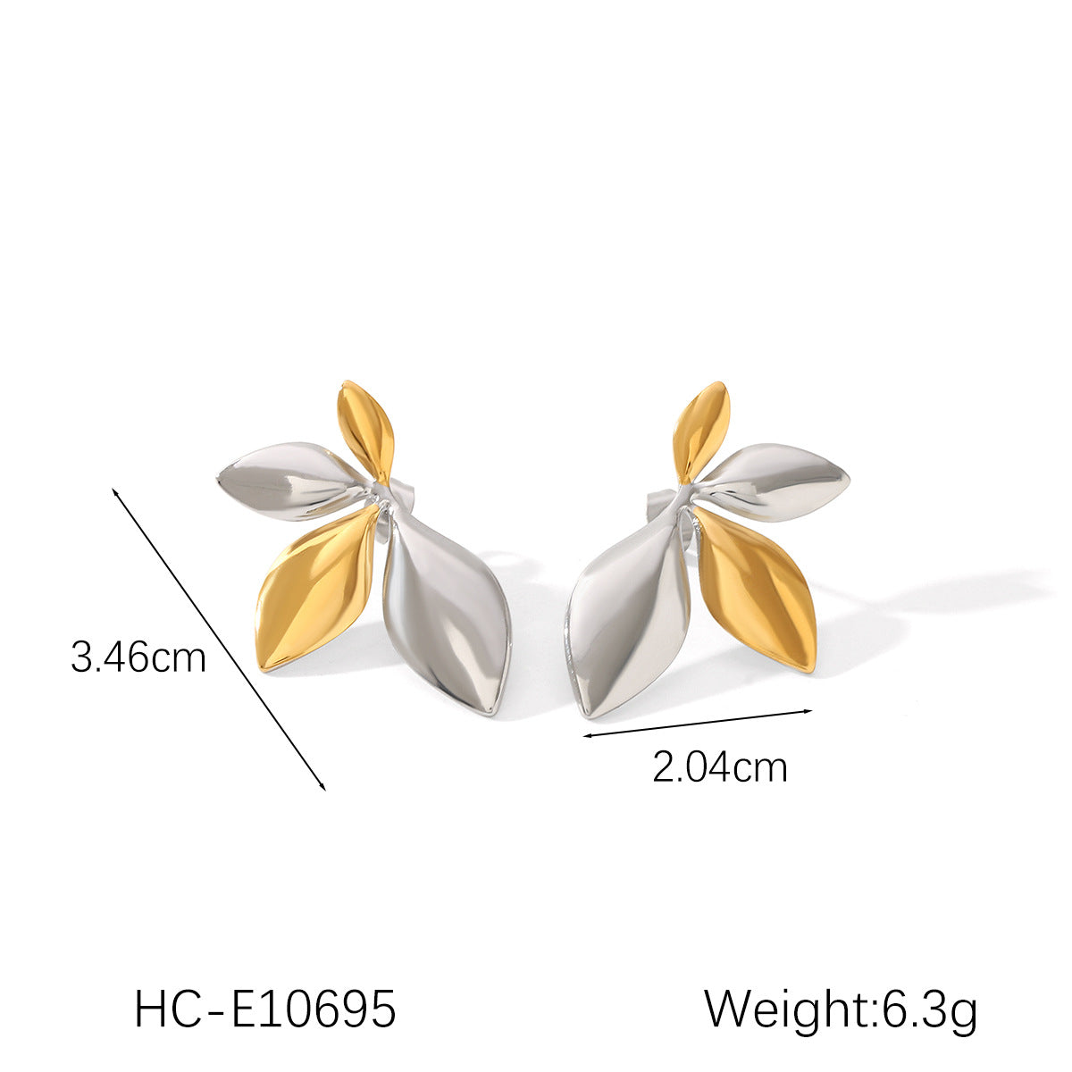 Gold And Silver Color Matching Geometric Stainless Steel Earrings For Women Niche Titanium Steel Earrings