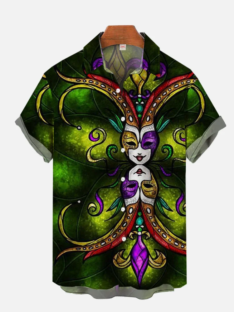 Double Jester Abstract Painting Printing Short Sleeve Shirt