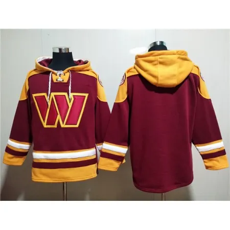 Men's Washington Commanders Blank Burgundy Lace-Up Pullover Hoodie D00D